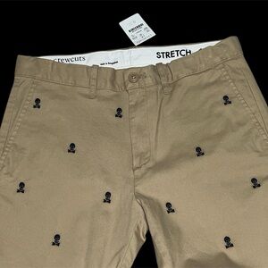 Boy jcrew Crewcuts Khaki Skull Embroidered Chinos stretch pant size 14